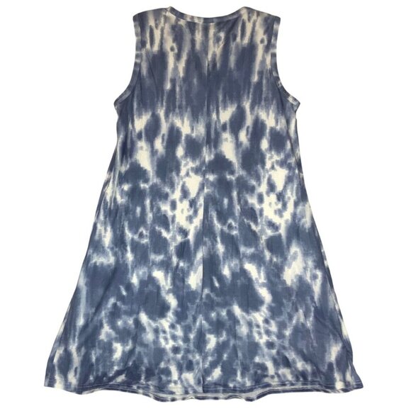 Shein A-Line Tank Dress XL Blue White Tie-Dye Casual Beach Vacation - Picture 3 of 7